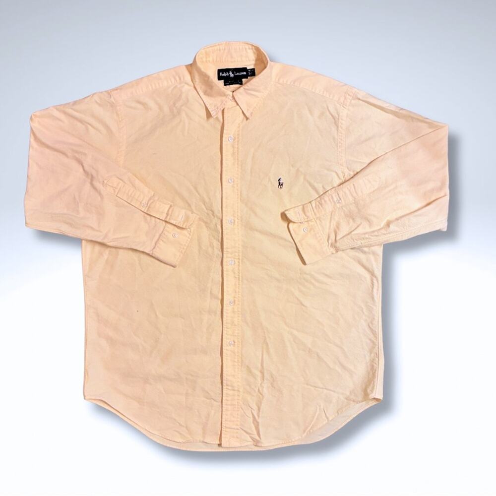 VTG Ralph Lauren Yarmouth 100% Cotton Butter Yellow Hong Kong Oxford Button Down